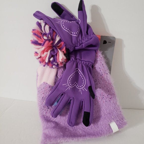 Girls Purple Hat & Glove Set Free Country Size Large/XL New With Tags NWT - Picture 1 of 6